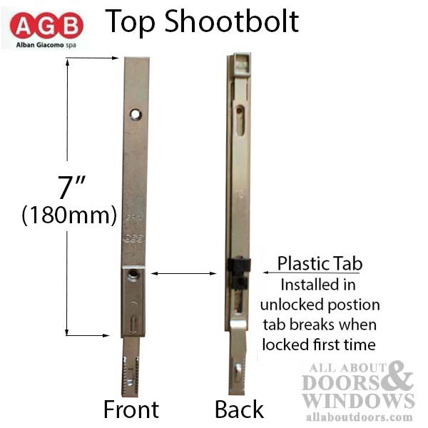 AGB Unitop Terminal Shootbolt – 180mm, Silver, No Cam