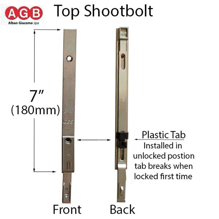 AGB Unitop Terminal Shootbolt – 180mm, Silver, No Cam