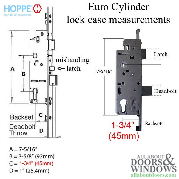 Hoppe Lower Gear Assembly with Swing Hook and Shootbolt – 45mm Backset, 16mm Faceplate, 36" Handle Height