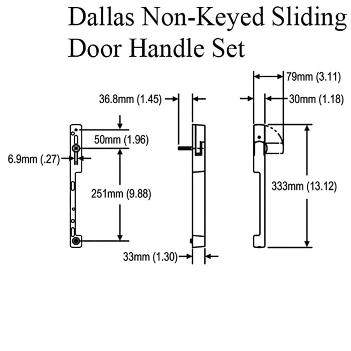 Hoppe Dallas Sliding Door Handle – Right Hand, Inactive, Matte Black