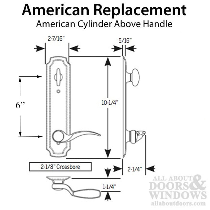 Trilennium Eclipse 3-Point Lock Handle Set – 6" Handle to Key, Active Door