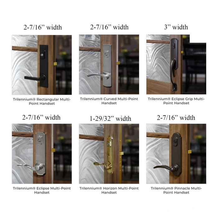 Trilennium Eclipse 3-Point Lock Handle Set – 6" Handle to Key, Active Door