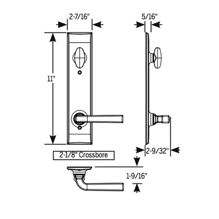 Trilennium Active Keyed Lock – 3000 Series Rectangular Base, 1-3/4" Door