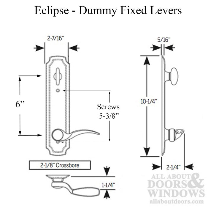Trilennium Eclipse Dummy Handle Set – 6" PZ, 1-3/4" Door