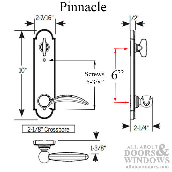 Trilennium Dummy Handleset Trim with Fixed Levers and T-Turn Drive – 1-3/4" Door