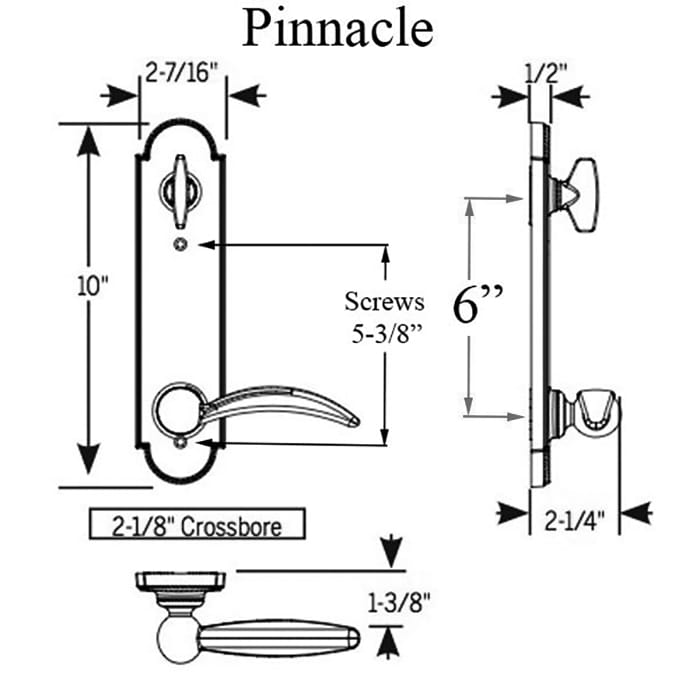 Trilennium Dummy Handleset Trim with Fixed Levers and T-Turn Drive – 1-3/4" Door