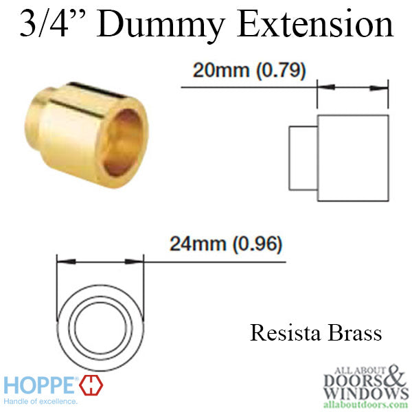 Hoppe Dummy Handle Extension – 3/4" Length, 8mm Spindle
