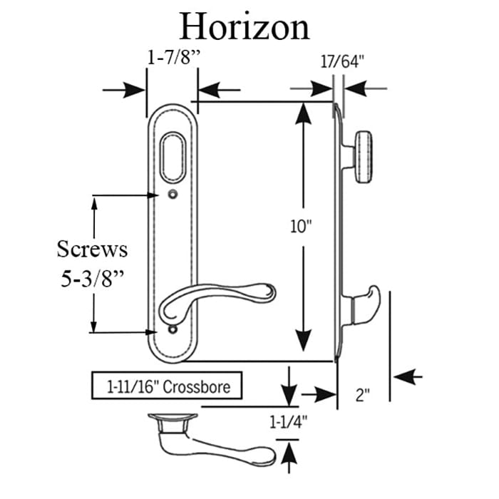 Trilennium Peachtree Passive T-Turn Handleset – 3020 Series, Non-Keyed, 1-3/4" Door