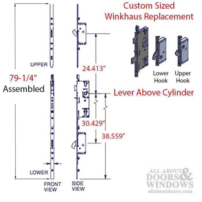 Winkhaus Multipoint Lock Replacement for 76-1/4" Double Doors – 45mm Backset, Euro Cylinder