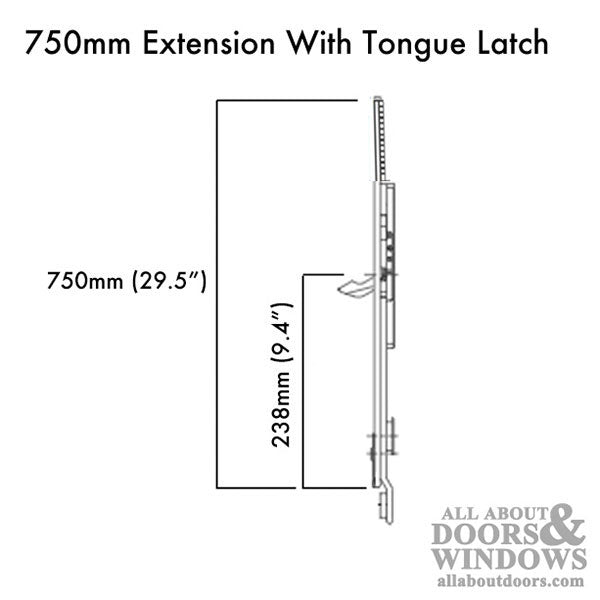 GU Europa 750mm Tripact Extension with Tongue – 16mm Faceplate, Black