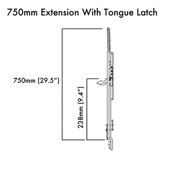 GU Europa 750mm Tripact Extension with Tongue – 16mm Faceplate, Black