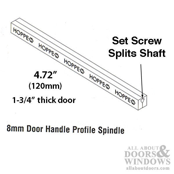 Hoppe Split Shaft Spindle – 8mm x 120mm for 45mm Doors
