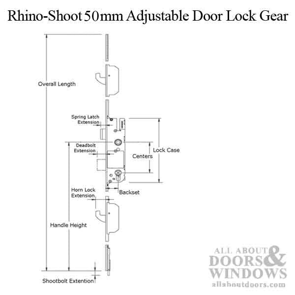 GU Rhino Hook Bolt Multipoint Lock – 50mm Backset, 92mm PZ, Silver Ferguard