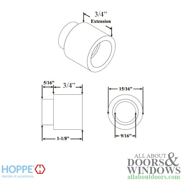 Hoppe Handle Extension – 3/4" Extension, White