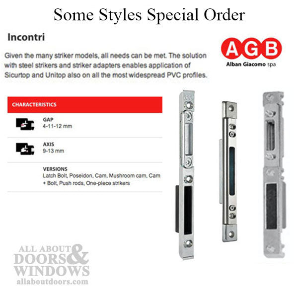 AGB Non-Handed Surface Mount Lock Strike Plate with Dust Box – 4mm Gap, 9mm Axis