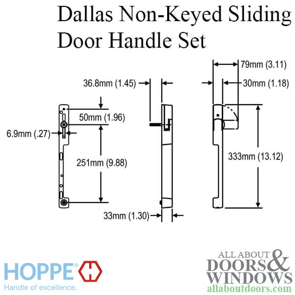 Hoppe Dallas Sliding Door Handle for HLS9000 – Left Hand, Inactive, Rustic Umber
