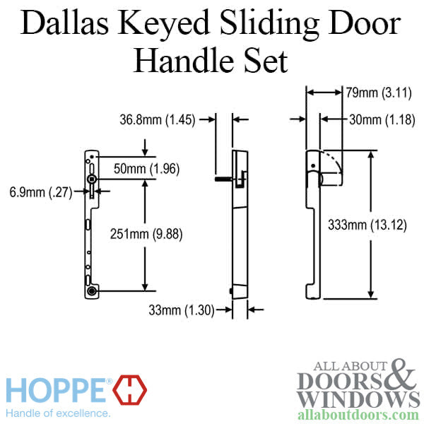 Hoppe Dallas Sliding Door Handle for HLS9000 – Right Hand Active, Matte Black