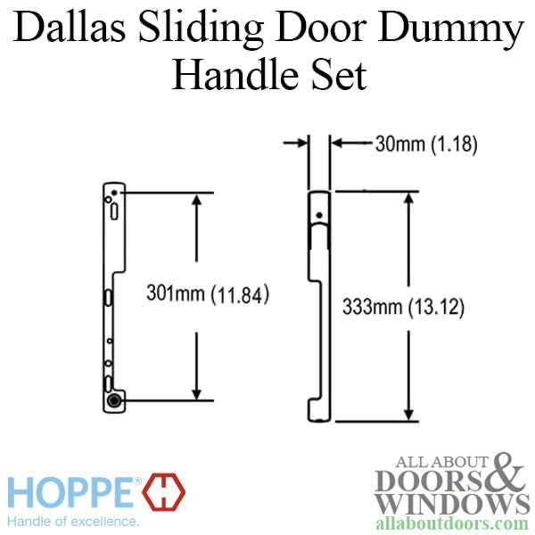 Hoppe Dallas Sliding Door Handle for HLS9000 – Right Hand Dummy, Matte Black