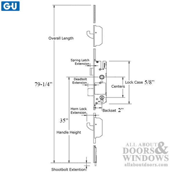 G-U Ferco Rhino 5-Point Multipoint Lock Kit – 50mm Backset, 92mm PZ
