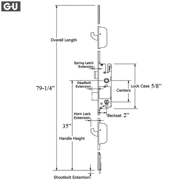 G-U Ferco Rhino 5-Point Multipoint Lock Kit – 50mm Backset, 92mm PZ