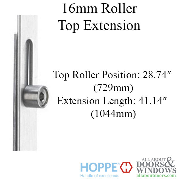 Hoppe HLS9000 Upper Extension – Two Roller, 16mm Faceplate, 41.14" Length