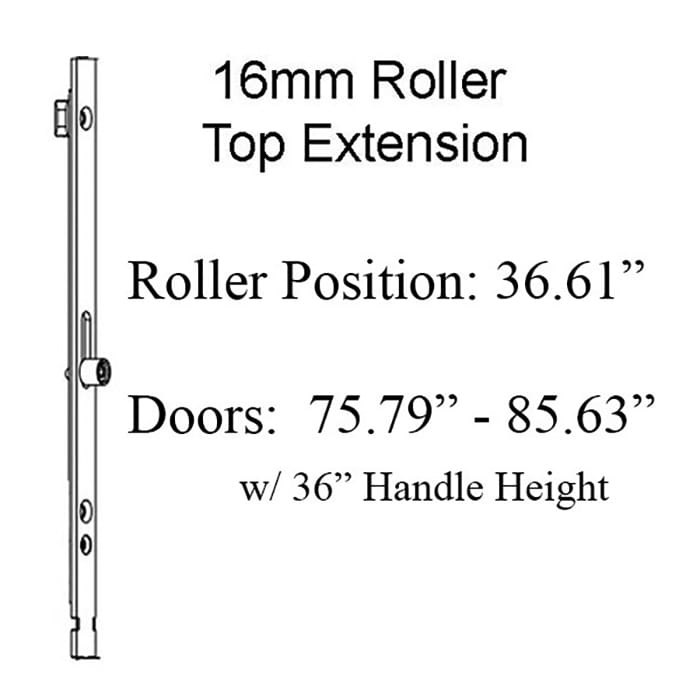 Hoppe HLS9000 Upper Extension for Two Roller Multipoint Lock – 48.03" Length, 16mm Faceplate