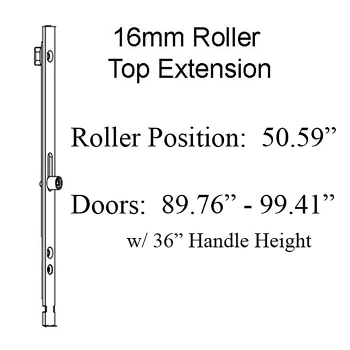 Hoppe HLS9000 Top Extension for 2-Roller Multipoint Lock – 16mm Faceplate, 61.81" Length