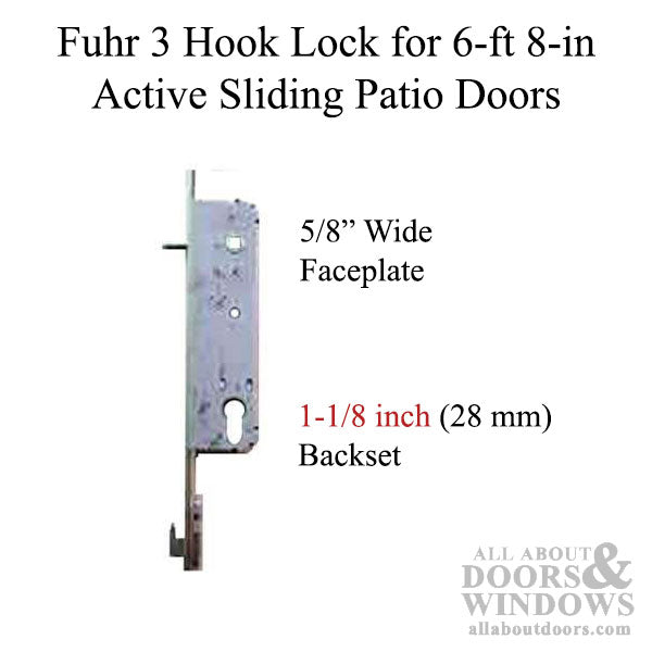 Fuhr Inline-Gear Multipoint Lock for 6' 8" Sliding Patio Doors – 28mm Backset, 120mm PZ