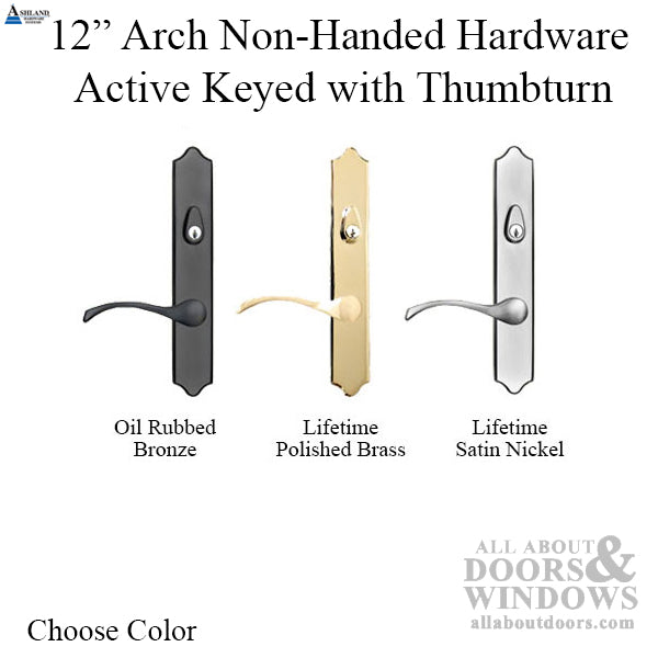 Ashland Expressions Active Keyed Handle Set for Hinged Doors – 12" Plate, Non-Handed