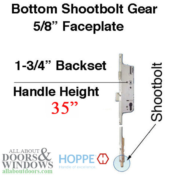 Hoppe HLS9000 Bottom Gear – 45mm Backset, 35" Handle Height, Shootbolt