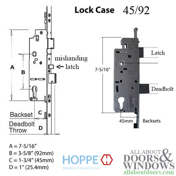 Hoppe HLS9000 Bottom Gear – 45mm Backset, 35" Handle Height, Shootbolt