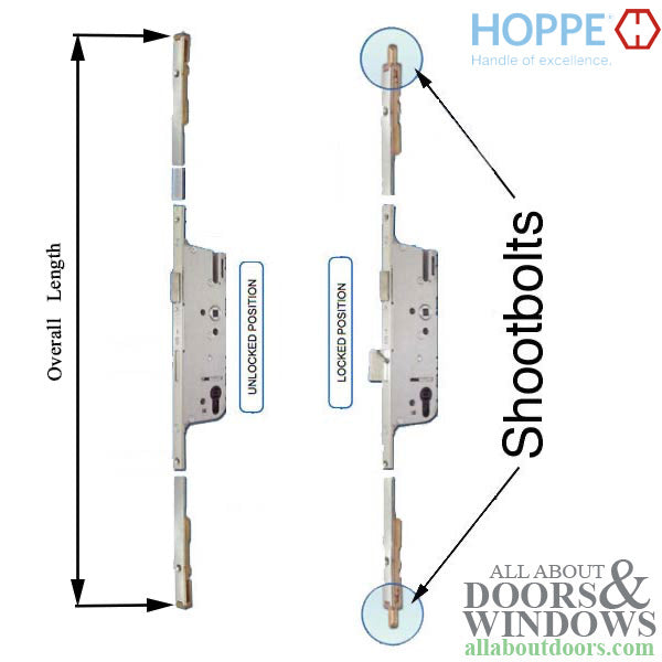 Hoppe HLS9000 Bottom Gear – 45mm Backset, 35" Handle Height, Shootbolt
