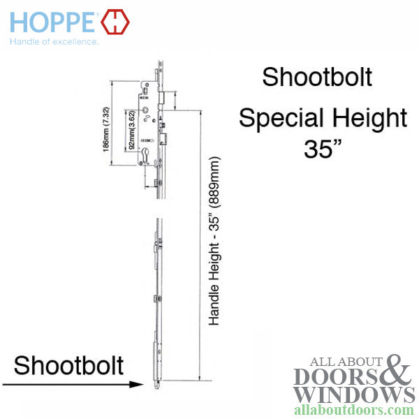 Hoppe HLS9000 Bottom Gear – 45mm Backset, 35" Handle Height, Shootbolt