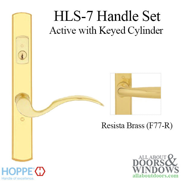 Hoppe Munchen Keyed Active Handleset – Contemporary Square, Polished Brass