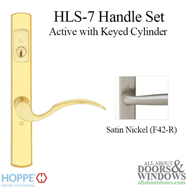 Hoppe Munchen Keyed Active Handleset – Contemporary Square, Satin Nickel