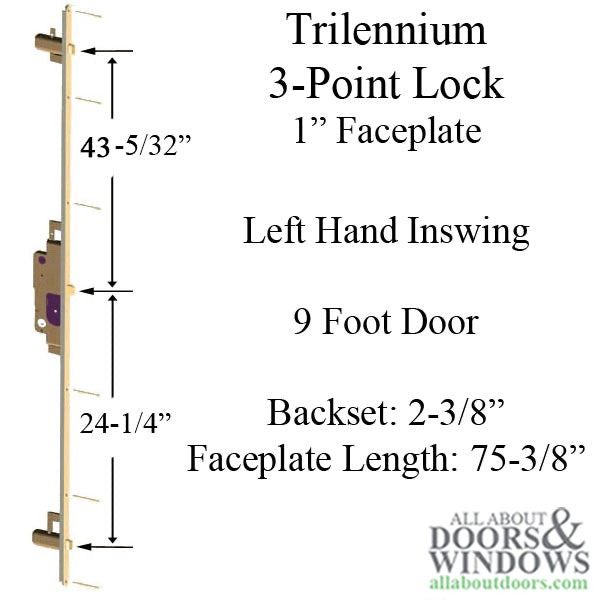 Trilennium 3000 Series Multipoint Lock for 9' Doors – 60mm Backset