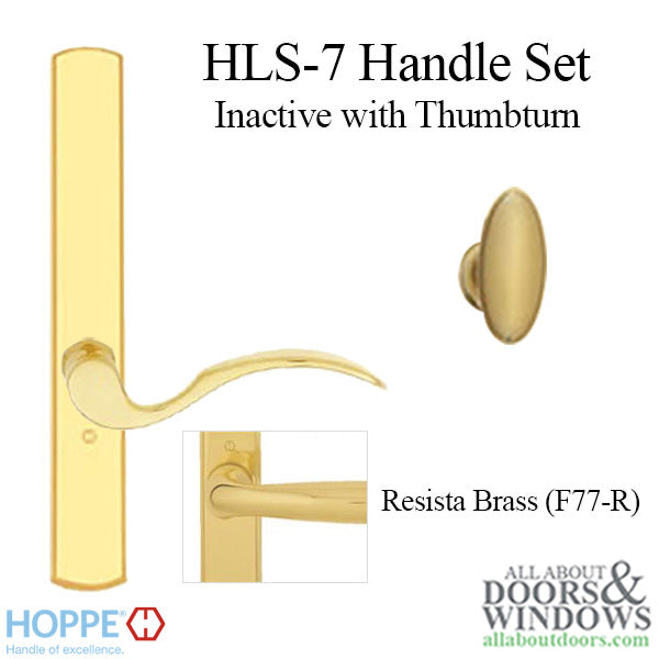 Hoppe Munchen Non-Keyed Inactive Handleset – Contemporary Square, Resista Polished Brass