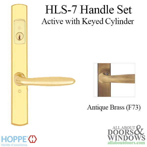 Hoppe Verona Keyed Active Handleset – Contemporary Square, Antique Brass