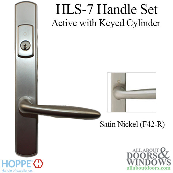 Hoppe Verona Keyed Active Handleset – Contemporary Square, Satin Nickel