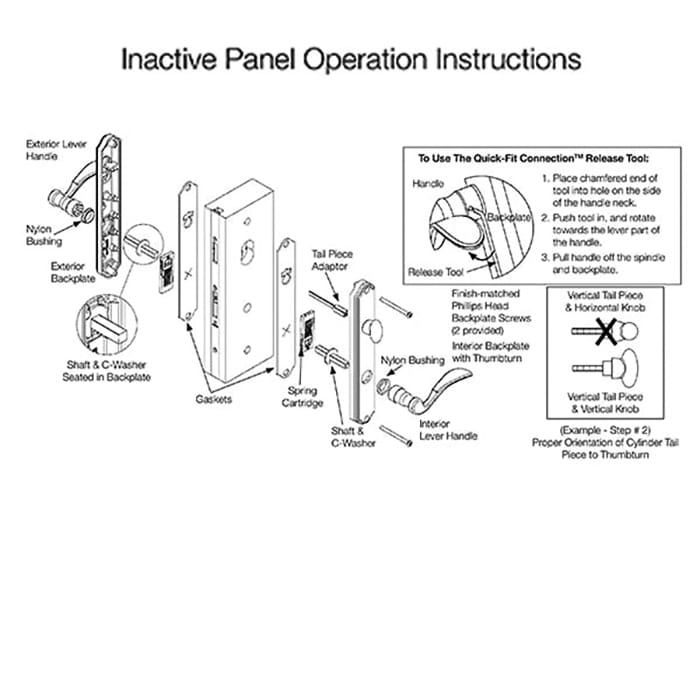 Hoppe HLS7 Inactive Door Parts Kit – 1-3/4" Door Thickness