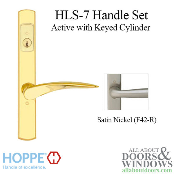 Hoppe Rodos Keyed Active Handleset – Contemporary Square, Satin Nickel