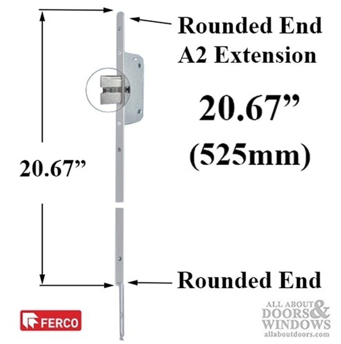 GU Upper Latchbolt Extension for Doors Over 8' – 16mm Faceplate, 20-21/32" Length