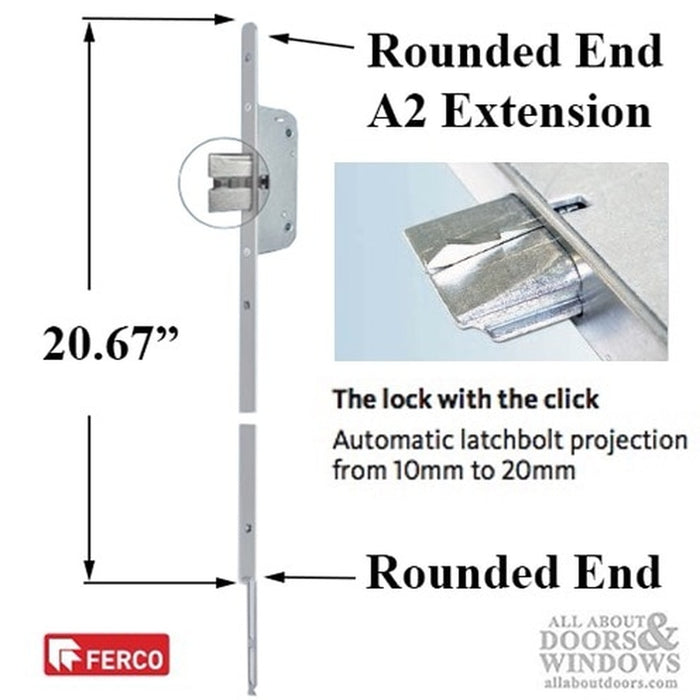 GU Upper Latchbolt Extension for Doors Over 8' – 16mm Faceplate, 20-21/32" Length