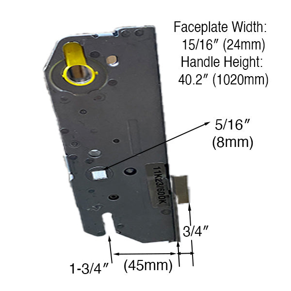 Hoppe Key Operated Multipoint Lock – 45mm Backset, 40.2" Handle Height