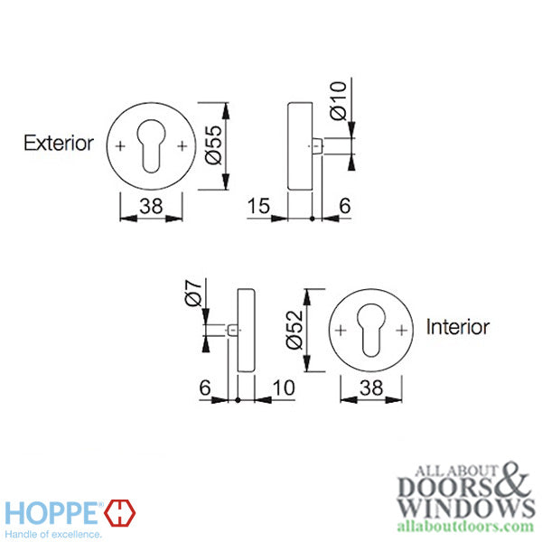 Hoppe Round Rosettes for Euro Profile Cylinder – Stainless
