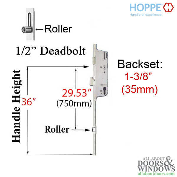 Hoppe HLS9000 Bottom Gear – 35mm Backset, Roller Version
