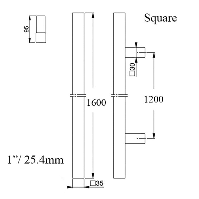 Hoppe E5766 Stainless Steel Pull Handle – 62.99" (1600mm)