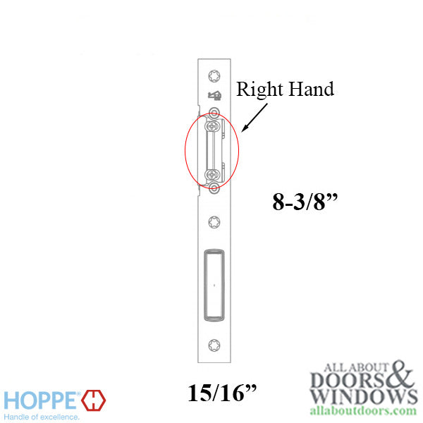 Hoppe Latch & Deadbolt Strike for Key Operated Multipoint Lock – Right Hand Inswing, Brushed Stainless Steel