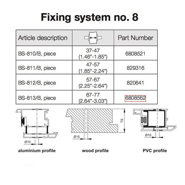 Hoppe Pull Handle Fixing System – 2-5/8" to 3" Door Thickness