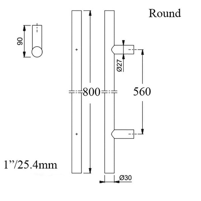 Hoppe E5011 Stainless Steel Bar Pull Handle – 800mm Length
